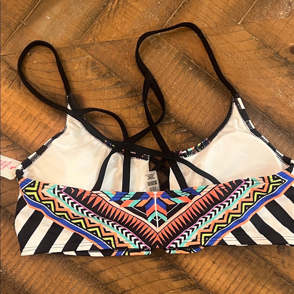 Striped Tribal Print Strappy Swim Bikini Top. Victoria secret pink - Picture 3 of 6